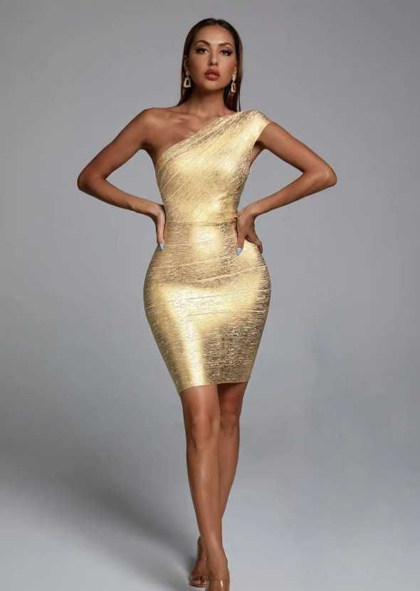 Rochie Aurie Tip Bandage - Eleganță și Confort!