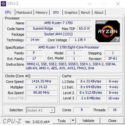 Процесор AMD Ryzen 7 1700 / 8-ядрен, 16 нишки / socket AM4