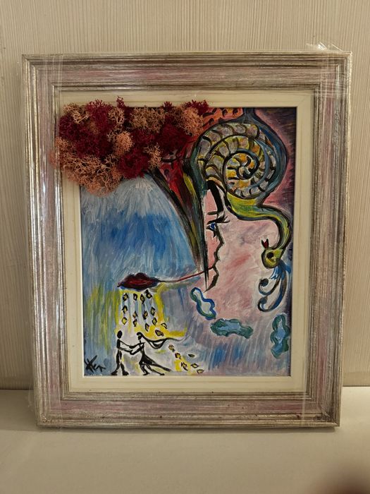 Картина - маслени бои на платно и апликация