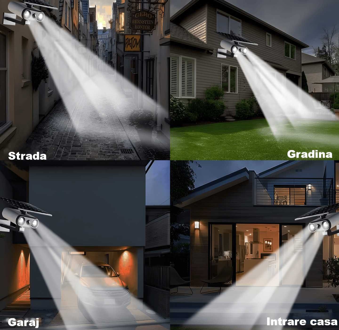 Lampa cu panou solar de exterior inalta luminozitate,senzor de miscare