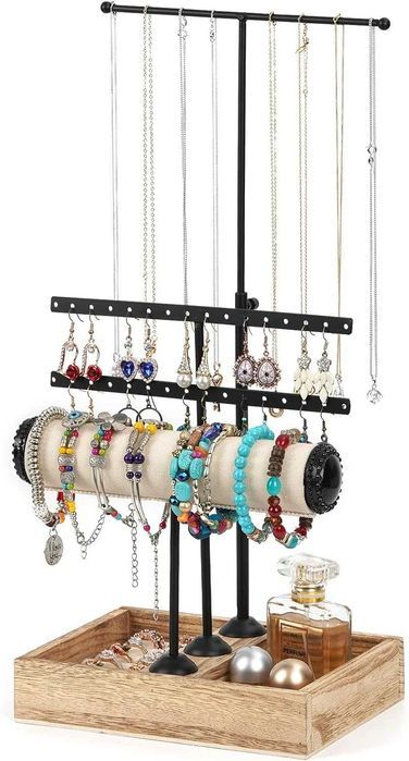 Suport bijuterii QILICZ, tip T, 3 bare, negru