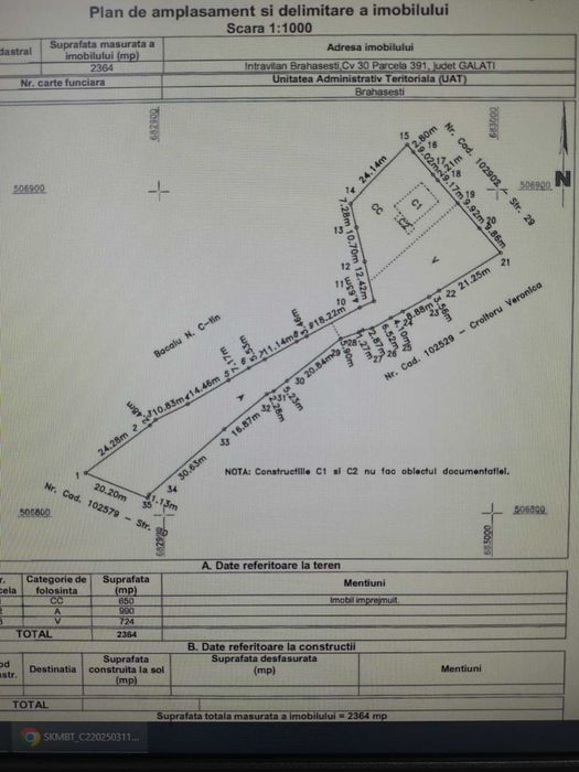 Loc de casa 2364 mp Comuna Brahasesti