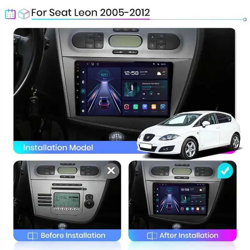 Navigatie Seat Leon / Altea 2005 - 2013 Android 12 - 1/2/4/8 GB Ram