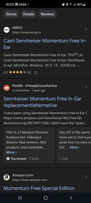 Căști Sennheiser Momentum Free In-Ear