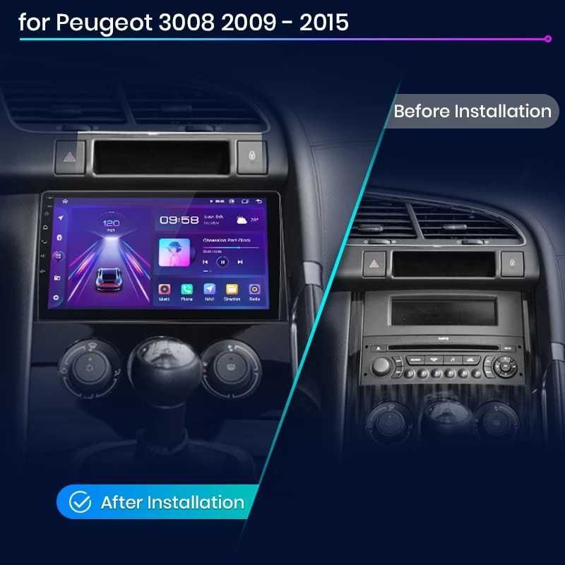 Navigatie Dedicata Android Peugeot 3008/5008 (2009-2016), 9 Inch,WiFi