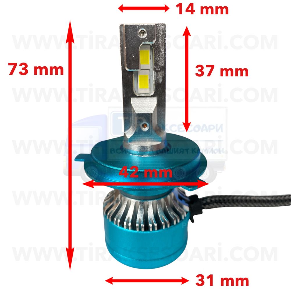 2бр. LED диодни Крушки H4 9-30V 200W 25000lm, LED система H4 CANBUS.