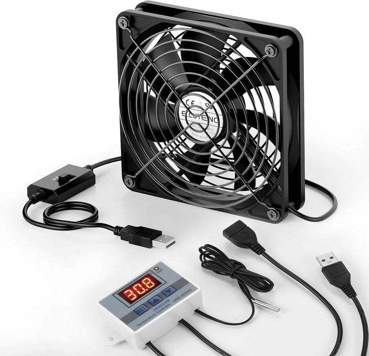 ELUTENG USB Fan 120mm with Digital Temperature Controller 5V