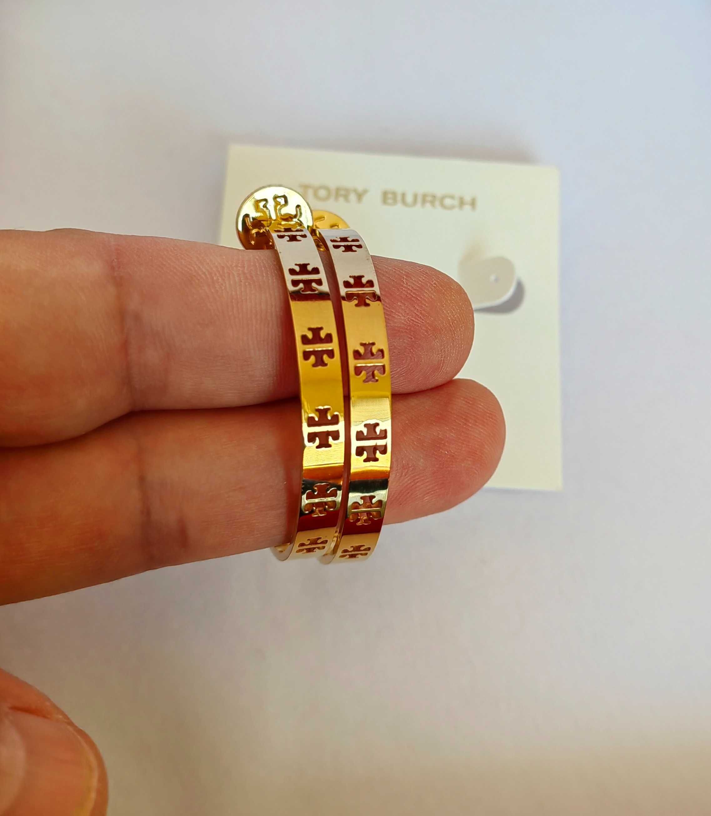 Обеци Tory Burch - Miller stud hoop earrings