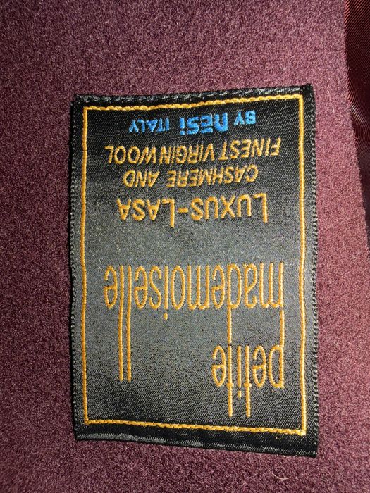 Палто бордо с пух от кашмир и вълна