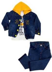 Set din 3 piese cu geaca din denim, Baieti, 1-6143 ani