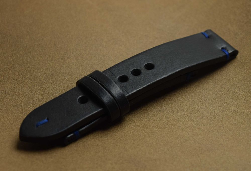 Каишка за часовник Естествена кожа ръчна изработка черен цвят