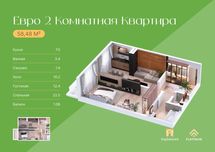 Новостройка BOGISHAMOL RESIDENCE 58м2 Ориентир-Геофизика