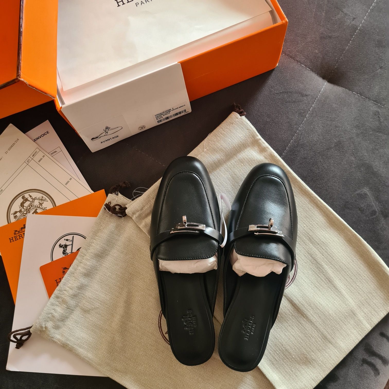 Papuci mules H*r*es / piele naturala/size 37,38,39/full pack(Chanel)