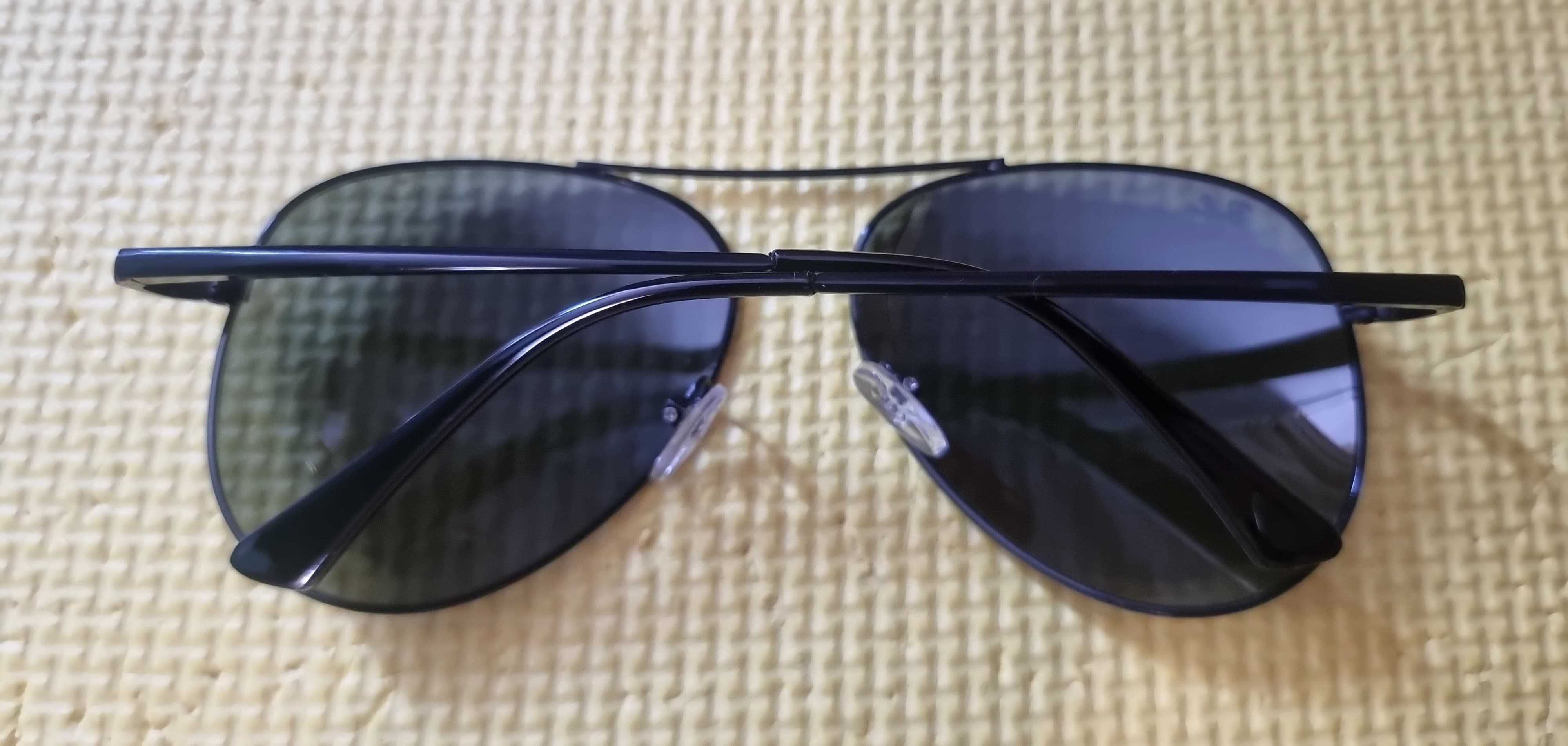 Ochelari de soare Ray-Ban Aviator, lentile sticla neagra rame negre