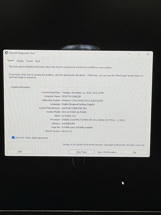 Laptop ASUS ROG Strix GL703GM 17,3″ FHD 120Hz, i7-8750H, GTX 1060