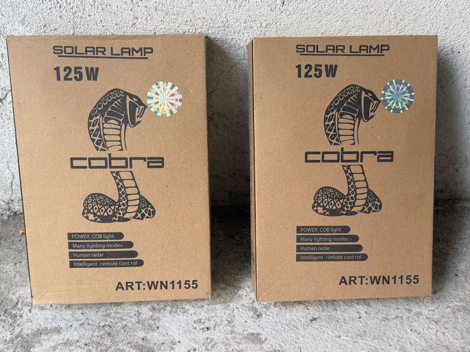 -50% 2бр. Улична LED Соларна Лампа Cobra 125W Прожектор Оригинална