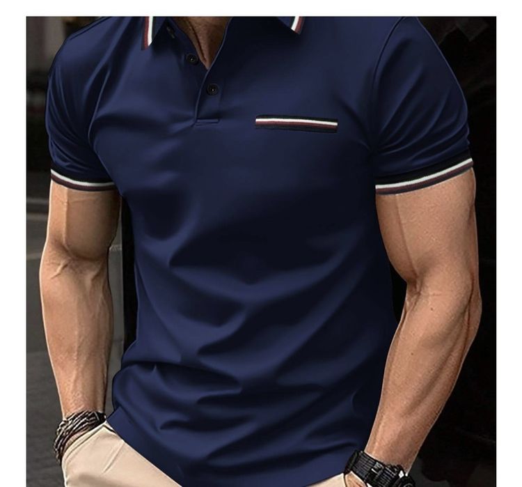 Мужская футболка Поло темно синий