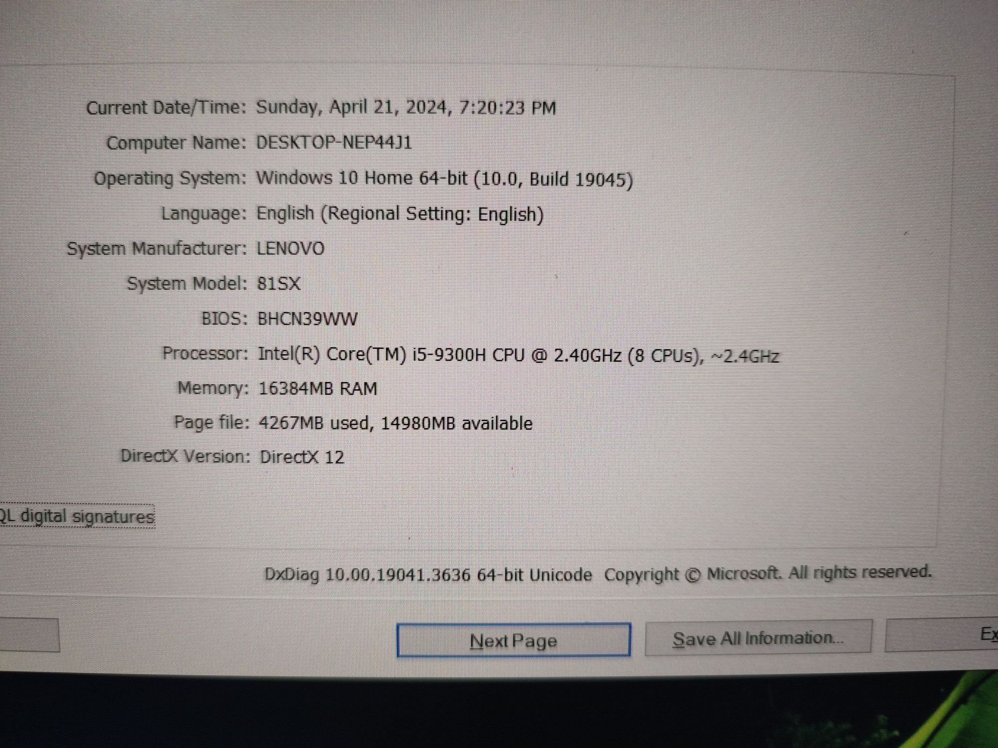 Vând laptop gaming Lenovo i5 gen 9, gtx 1660ti 6gb