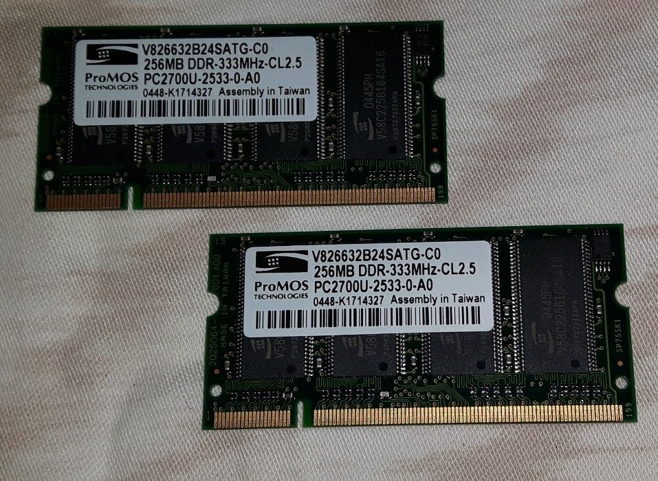 Memorii originale DELL laptop SoDIMM ProMos 2x256MB DDR1 333MHz