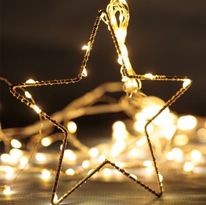 Коледни лампи, 8 звезди, 184 LED лампи, 8 програми, 2 м, Бяла светлина