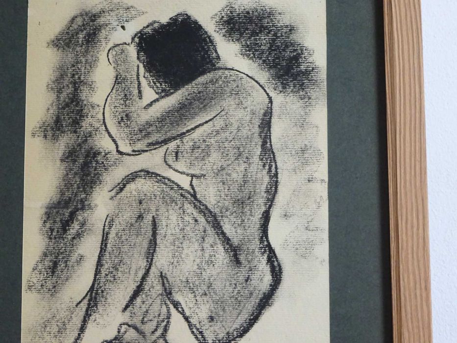 Corneliu Baba, ’Nud sezand’ | Tablou vechi, carbune pe hartie