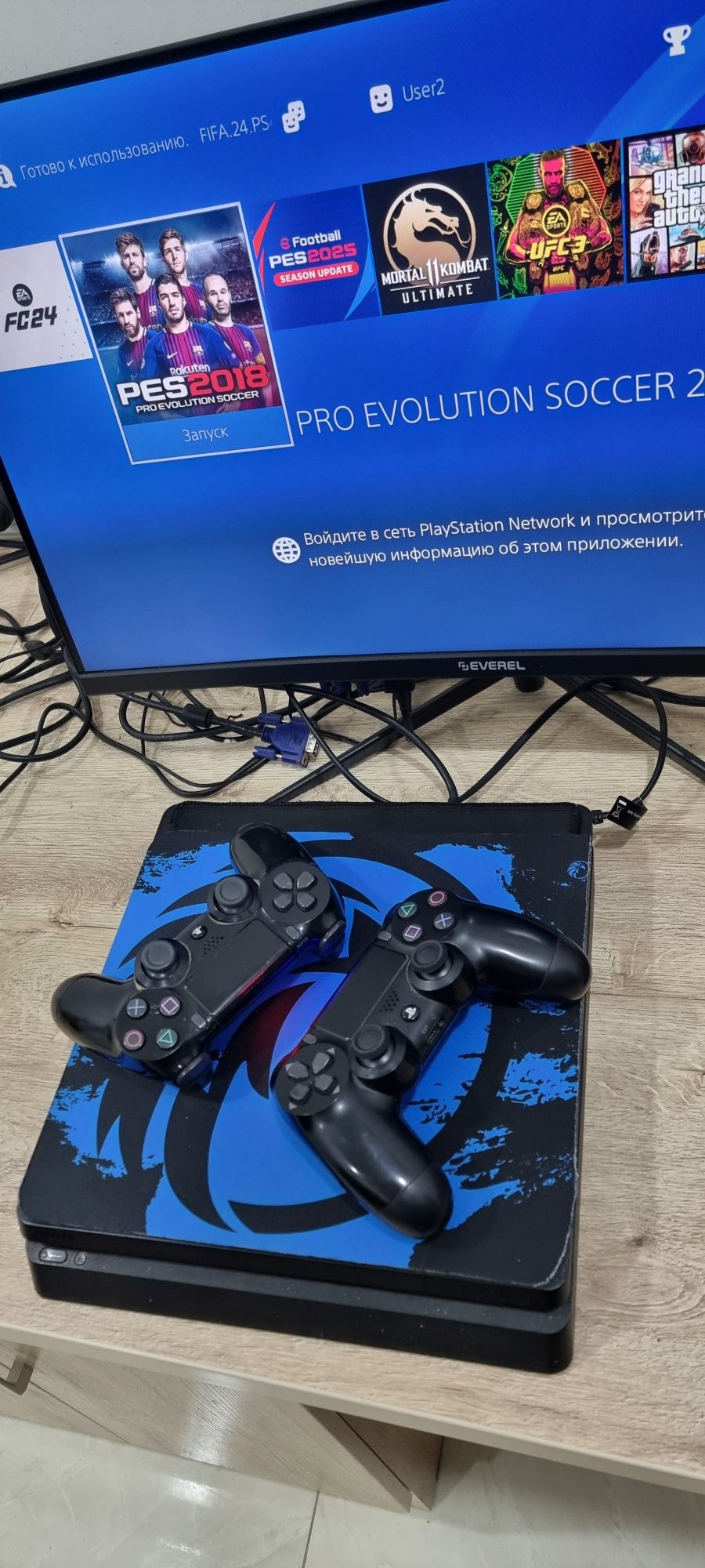 PlayStation 4 Slim 6.72 (Джойстик 2та) ичида тор уйинлар бор