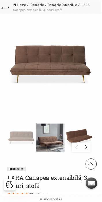 Canapea catifea luxury mobexpert extensibila