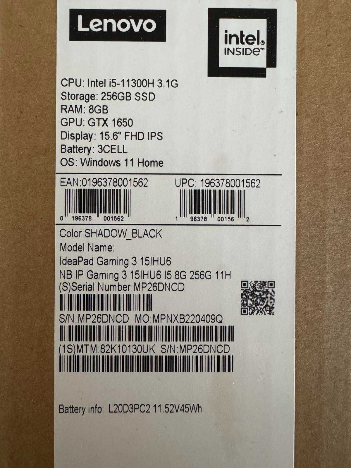 Лаптоп Lenovo IdeaPad Gaming 3 15IHU6
