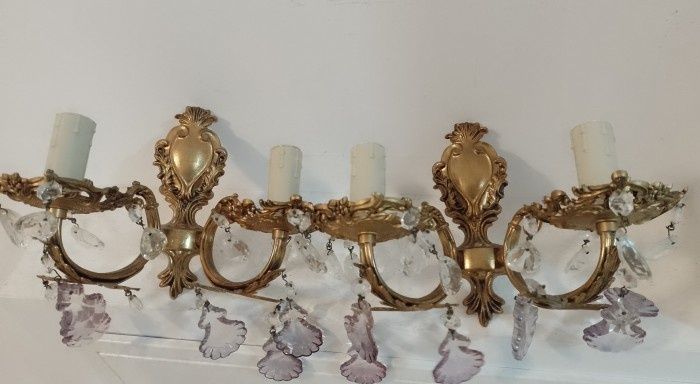 Superb set de aplice antice in stil francez din bronz masiv și element