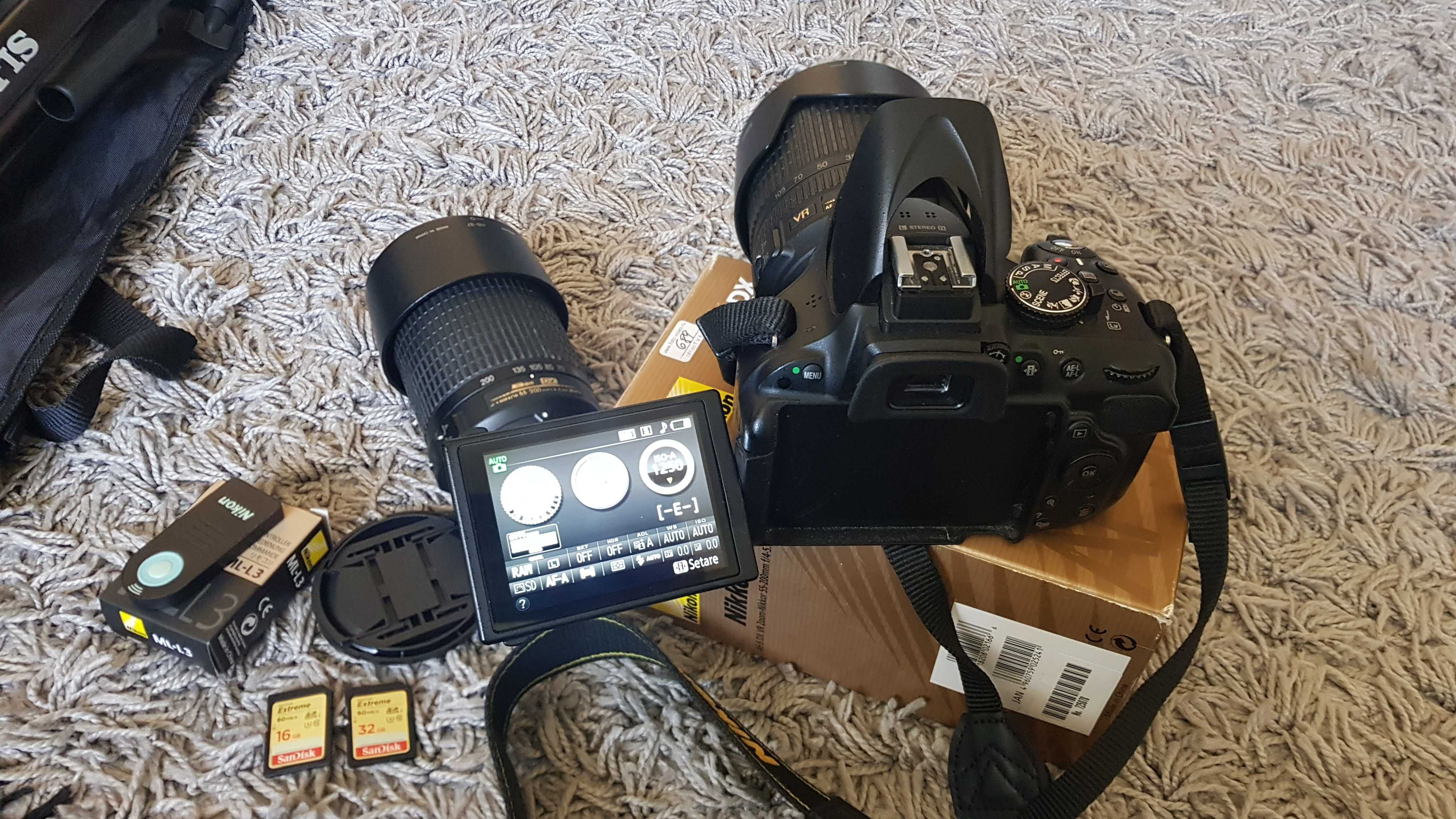 Nikon 5200 cu obiectiv 18-105