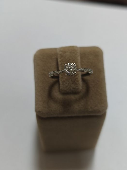 Inel aur  alb 14k 1.33gr cu diamante naturale (r)