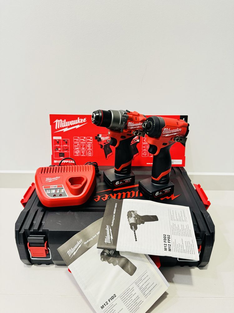 Set Milwaukee M12 FPP2A2-602X, FPD2,FID2, impact+filetanta baterie 6ah