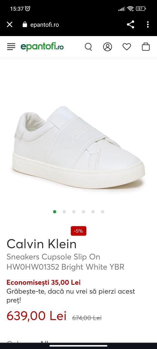 Sneakers Calvin Klein Slip-On Piele Naturala
