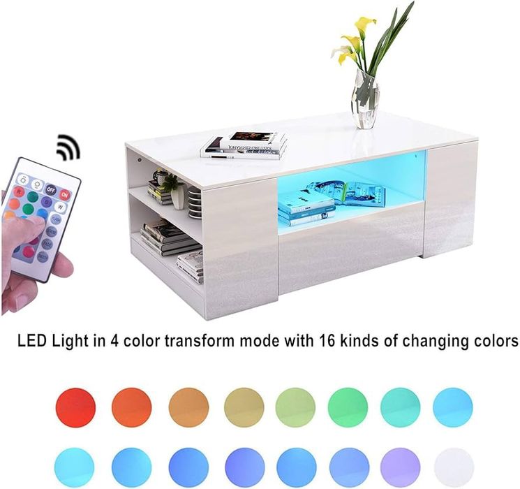 LED Холна Бяла маса   с  LED светлини и равтове