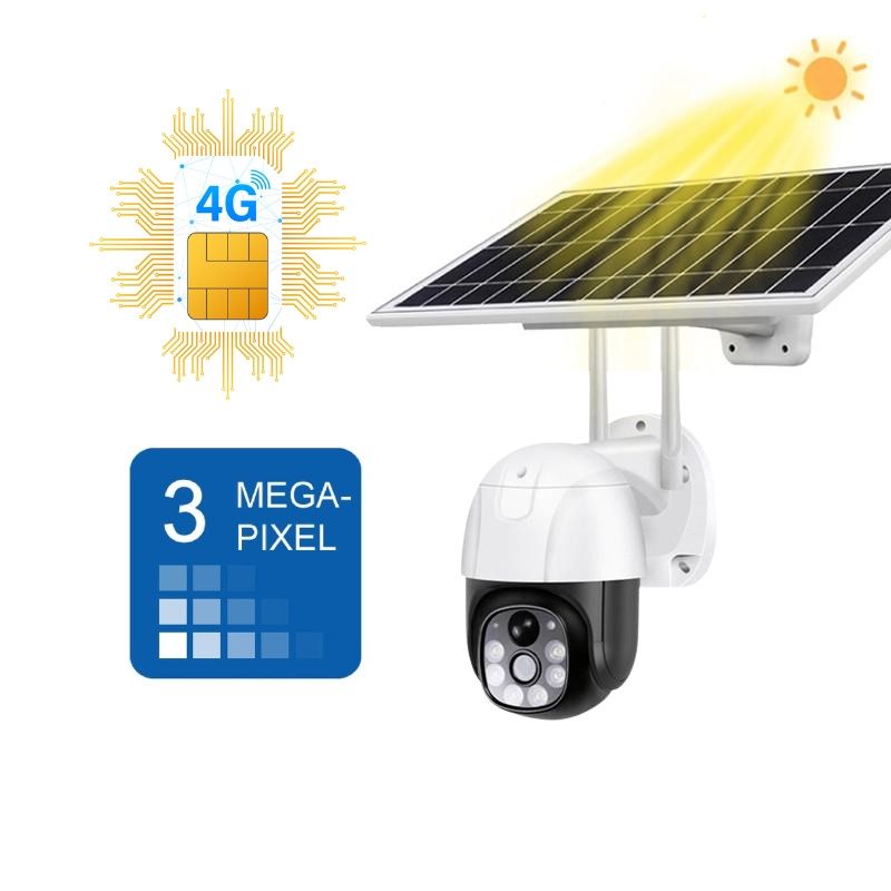 Camera de Supraveghere Solara 3 MP, Full HD 1080p, Panou Solar 9W