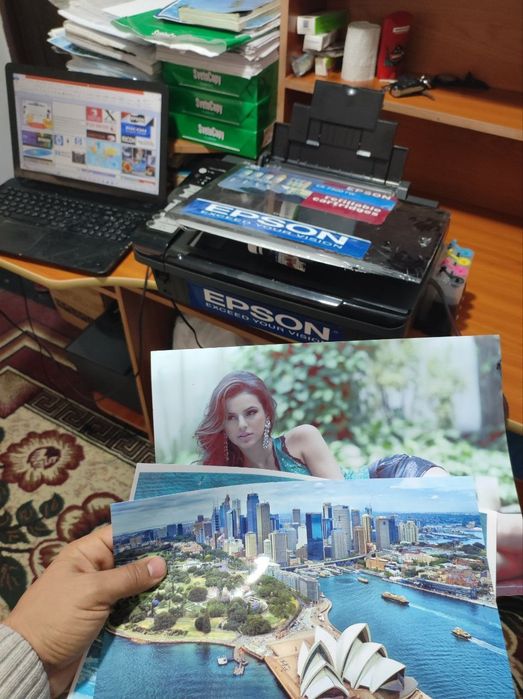 Epson 7300 rangli kopiya skanerli printer aybi yoq xarajat yoq idialni