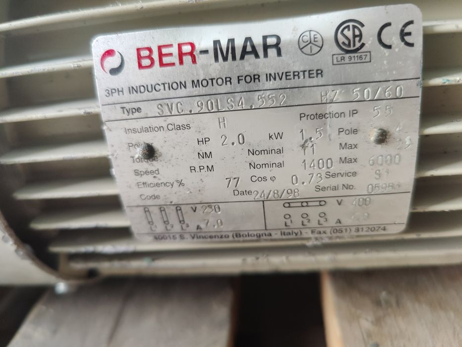 Motor electric trifazat cu flansa și frana, 1.5kW, 1500rpm