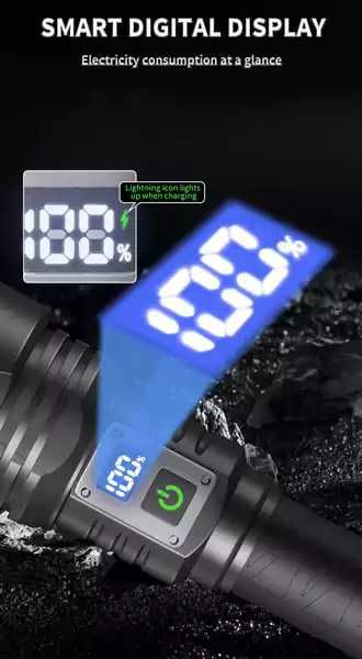 Супер мощен фенер с XHP360 LED 15000LM – Акумулаторен прожектор