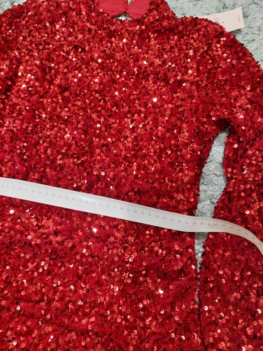 Нова червена официална рокля с пайети