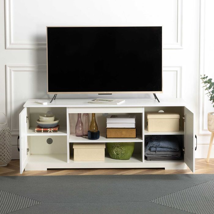 Comoda tv alb ZINUS , inchidere soft-close ,Lichidare stoc