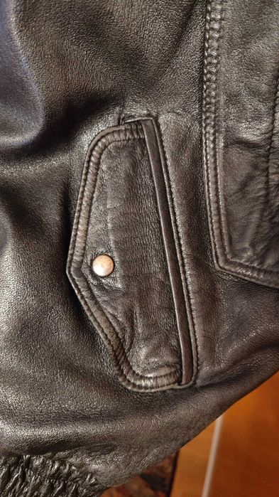 Geaca de piele naturala pentru barbati, neagra, marimea 50