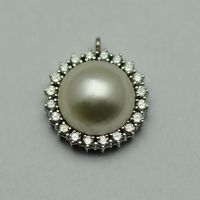 Pandantiv aur alb 14k cu perla si diamante (cod 1661)