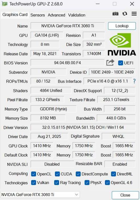 Видео карта Nvidia Gainward RTX 3060 Ti 8GB Ghost