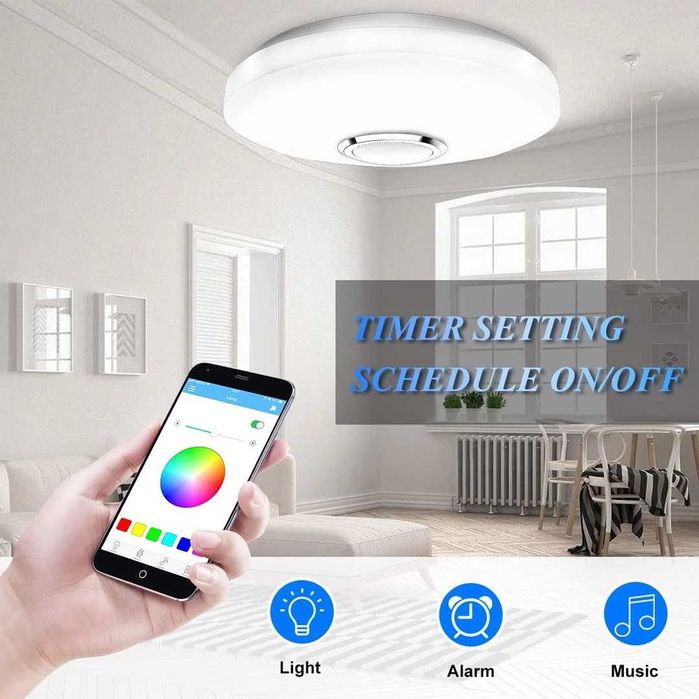 Lampă de tavan LED RGB de 56W cu difuzor Bluetooth