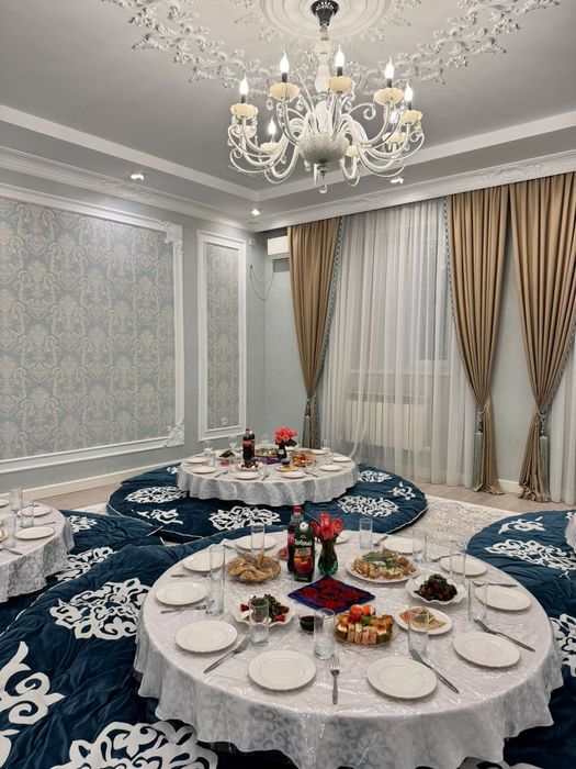 Аренда донгелек (круглый) жер стол, корпе посуда.