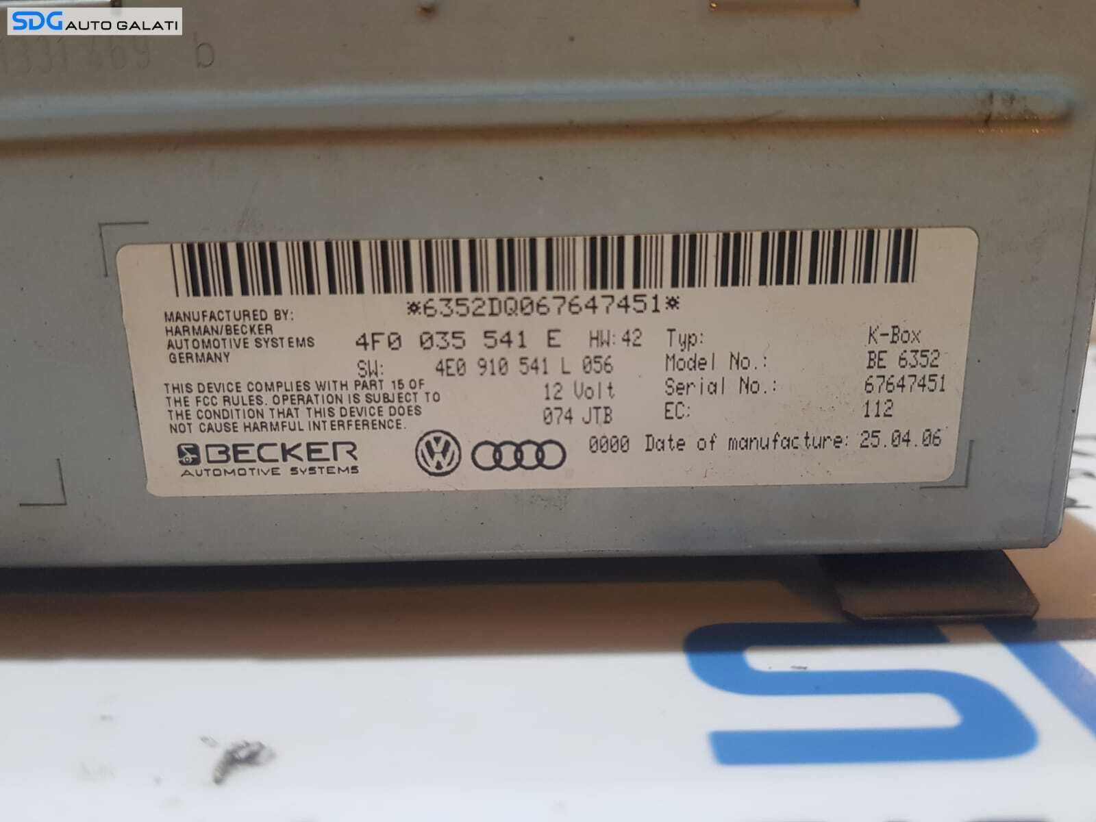Amplificator Unitate Control Radio Navigatie MMI Audi A6 C6 4F 2004 - 2011 Cod 4F0035541E 4E0910541L