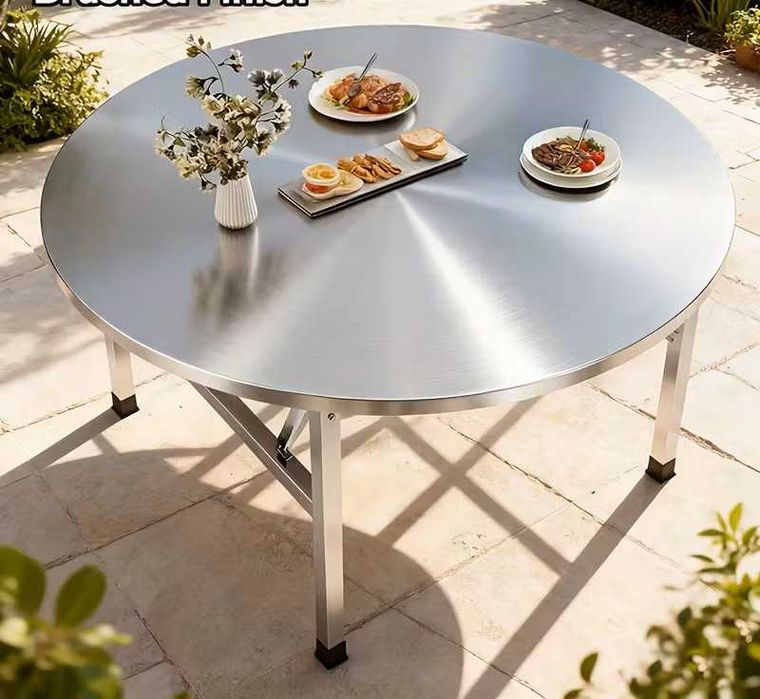 masa de inox pliabila rotunda 80 sau 100 cmx72cm uz casnic restaurant