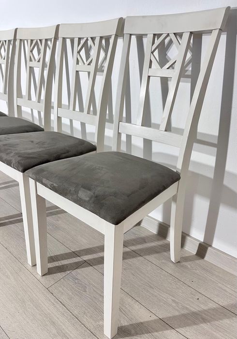 3 Buc. Scaun Dining Lemn Masiv cu Șezut Tapițat Catifea Gri