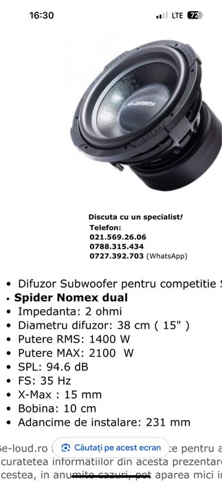 Subwoofer Gladen SQL 15 Extreme