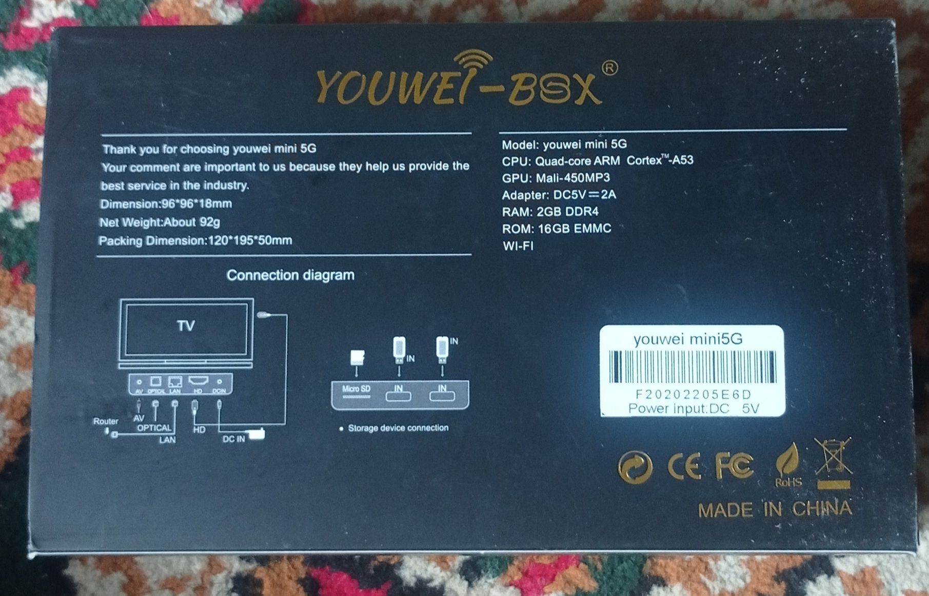 SMART TV BOX youwet box 5 G